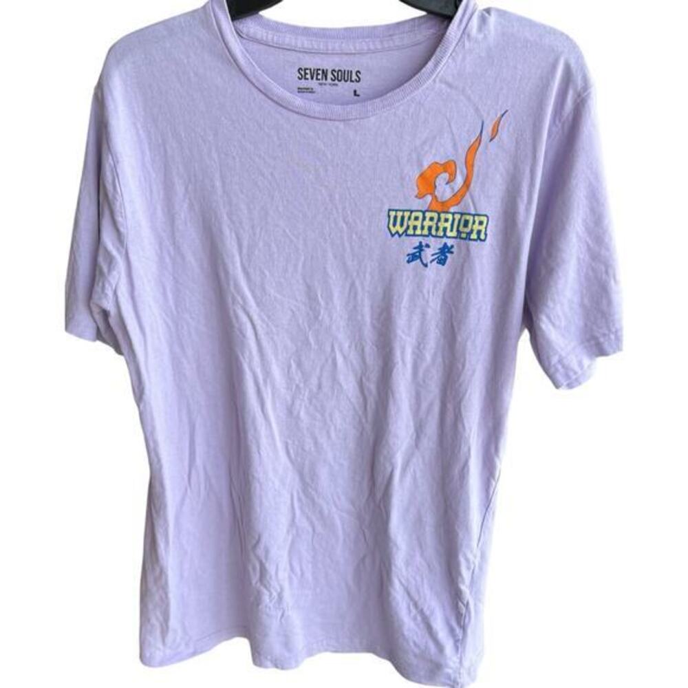 Seven Souls Warrior Lavender thrashed grunge Tee sz L